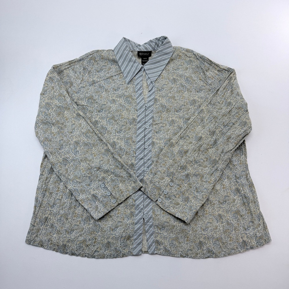 Lane Bryant Womens 18/20 Mixed Print Floral Paisley Striped Button Down Shirt